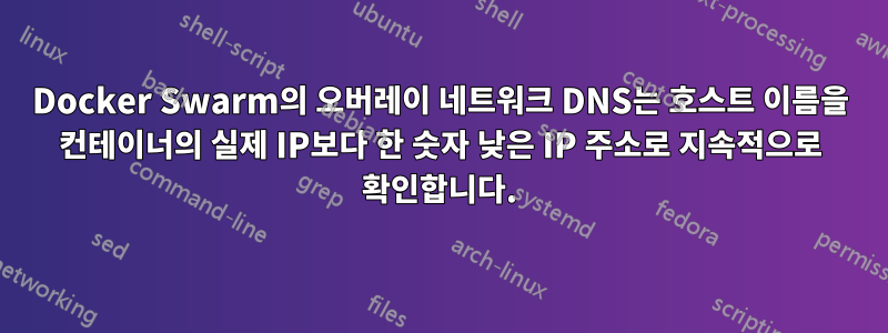 Docker Swarm의 오버레이 네트워크 DNS는 호스트 이름을 컨테이너의 실제 IP보다 한 숫자 낮은 IP 주소로 지속적으로 확인합니다.