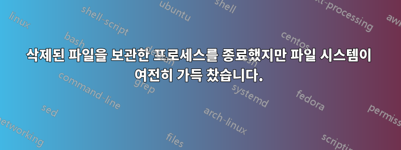 삭제된 파일을 보관한 프로세스를 종료했지만 파일 시스템이 여전히 가득 찼습니다.
