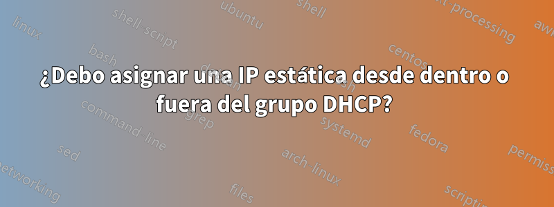 ¿Debo asignar una IP estática desde dentro o fuera del grupo DHCP?