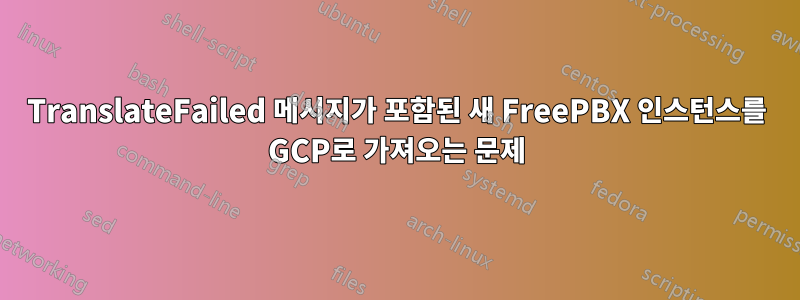 TranslateFailed 메시지가 포함된 새 FreePBX 인스턴스를 GCP로 가져오는 문제