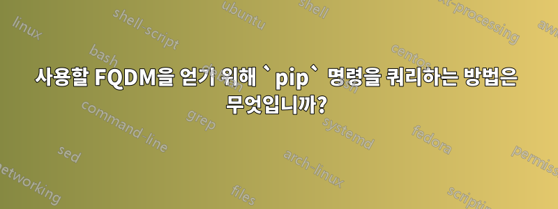 사용할 FQDM을 얻기 위해 `pip` 명령을 쿼리하는 방법은 무엇입니까?