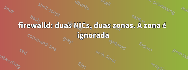 firewalld: duas NICs, duas zonas. A zona é ignorada