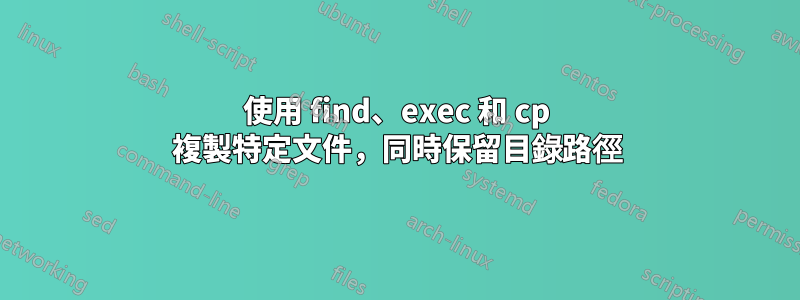 使用 find、exec 和 cp 複製特定文件，同時保留目錄路徑