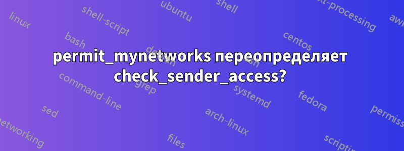 permit_mynetworks переопределяет check_sender_access?