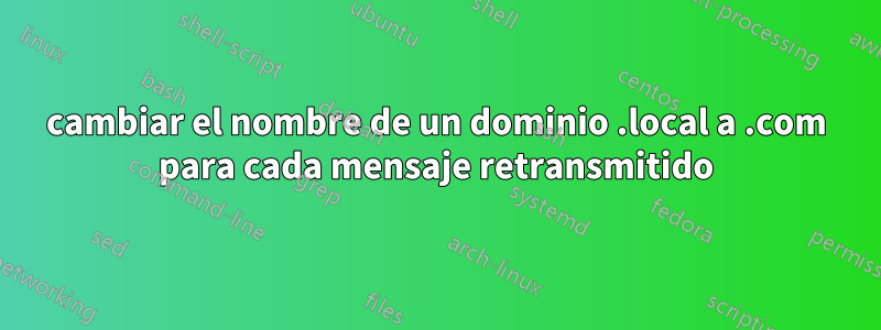 cambiar el nombre de un dominio .local a .com para cada mensaje retransmitido