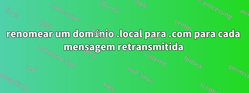 renomear um domínio .local para .com para cada mensagem retransmitida