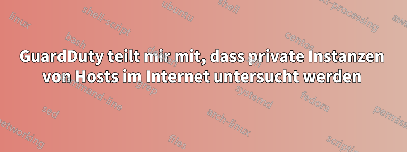 GuardDuty teilt mir mit, dass private Instanzen von Hosts im Internet untersucht werden