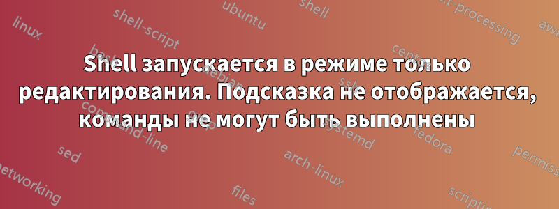 Shell запускается в режиме только редактирования. Подсказка не отображается, команды не могут быть выполнены