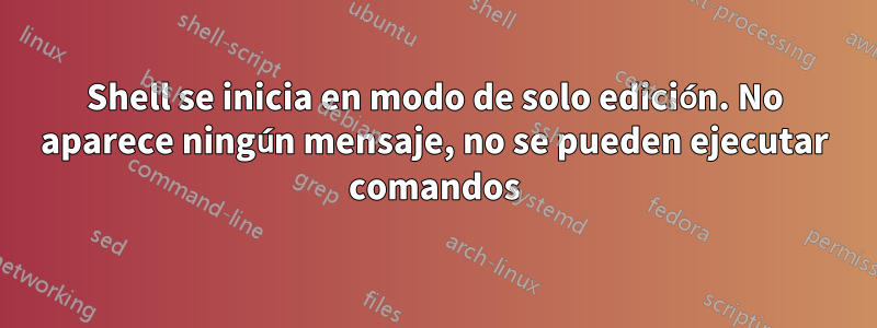 Shell se inicia en modo de solo edición. No aparece ningún mensaje, no se pueden ejecutar comandos