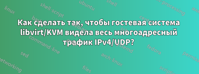 Как сделать так, чтобы гостевая система libvirt/KVM видела весь многоадресный трафик IPv4/UDP?