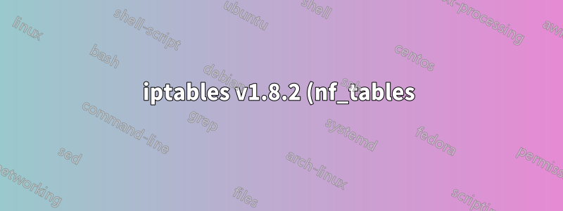 iptables v1.8.2 (nf_tables): RULE_APPEND 失敗(無效參數):鏈 OUTPUT 中的規則