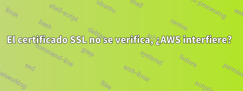 El certificado SSL no se verifica, ¿AWS interfiere? 