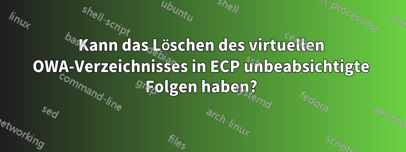 Kann das Löschen des virtuellen OWA-Verzeichnisses in ECP unbeabsichtigte Folgen haben?