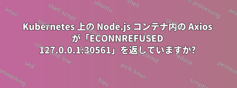 Kubernetes 上の Node.js コンテナ内の Axios が「ECONNREFUSED 127.0.0.1:30561」を返していますか?