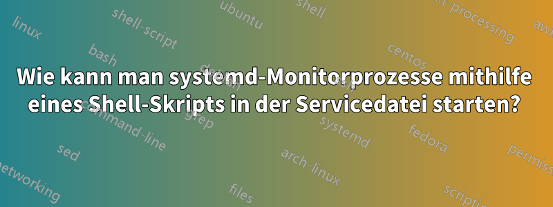 Wie kann man systemd-Monitorprozesse mithilfe eines Shell-Skripts in der Servicedatei starten?