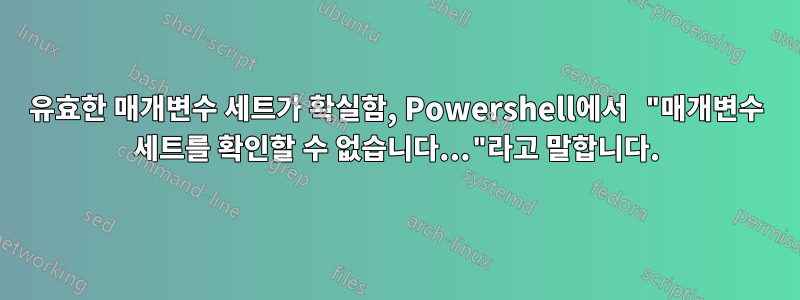 유효한 매개변수 세트가 확실함, Powershell에서 "매개변수 세트를 확인할 수 없습니다..."라고 말합니다.