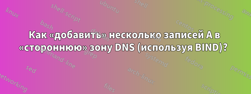 Как «добавить» несколько записей A в «стороннюю» зону DNS (используя BIND)? 