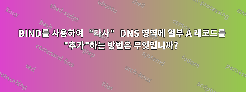 BIND를 사용하여 "타사" DNS 영역에 일부 A 레코드를 "추가"하는 방법은 무엇입니까? 