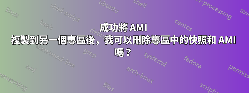 成功將 AMI 複製到另一個專區後，我可以刪除專區中的快照和 AMI 嗎？