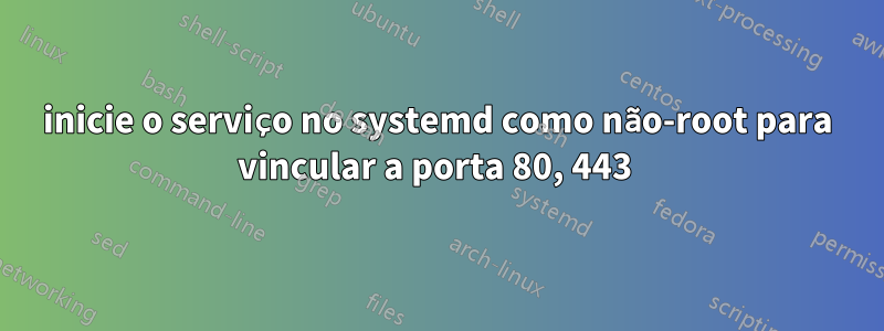 inicie o serviço no systemd como não-root para vincular a porta 80, 443 