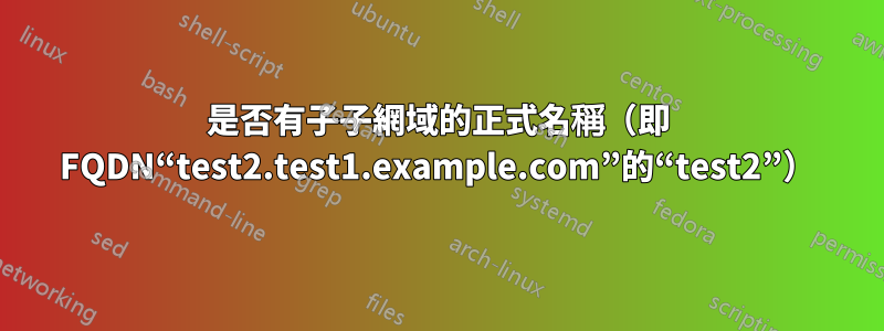 是否有子子網域的正式名稱（即 FQDN“test2.test1.example.com”的“test2”）