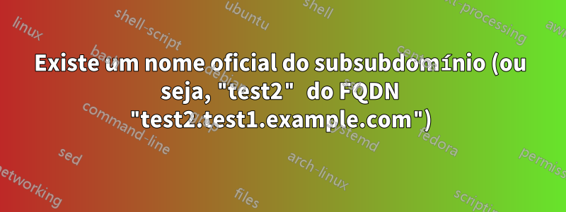 Existe um nome oficial do subsubdomínio (ou seja, "test2" do FQDN "test2.test1.example.com")