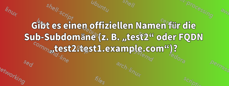 Gibt es einen offiziellen Namen für die Sub-Subdomäne (z. B. „test2“ oder FQDN „test2.test1.example.com“)?