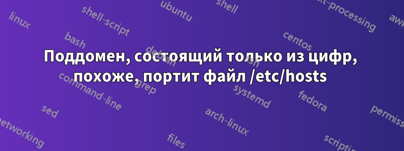 Поддомен, состоящий только из цифр, похоже, портит файл /etc/hosts