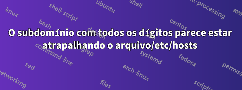 O subdomínio com todos os dígitos parece estar atrapalhando o arquivo/etc/hosts