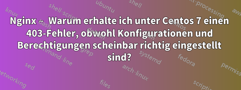 Nginx – Warum erhalte ich unter Centos 7 einen 403-Fehler, obwohl Konfigurationen und Berechtigungen scheinbar richtig eingestellt sind?