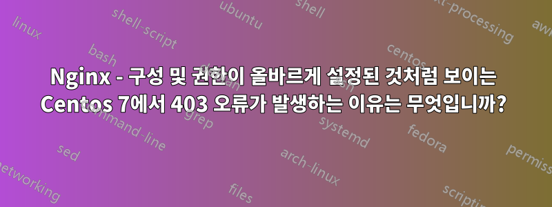 Nginx - 구성 및 권한이 올바르게 설정된 것처럼 보이는 Centos 7에서 403 오류가 발생하는 이유는 무엇입니까?