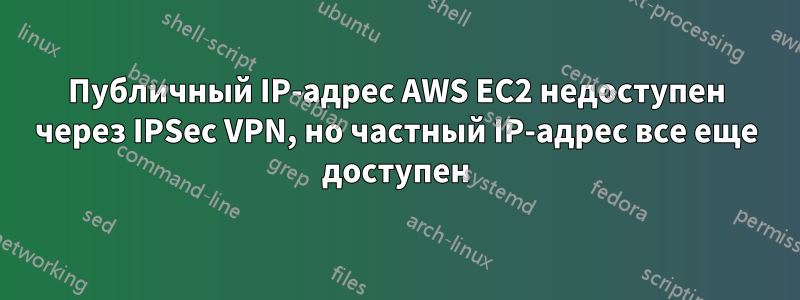 Публичный IP-адрес AWS EC2 недоступен через IPSec VPN, но частный IP-адрес все еще доступен