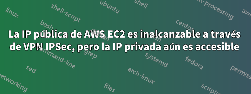 La IP pública de AWS EC2 es inalcanzable a través de VPN IPSec, pero la IP privada aún es accesible