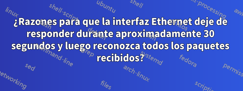 ¿Razones para que la interfaz Ethernet deje de responder durante aproximadamente 30 segundos y luego reconozca todos los paquetes recibidos?