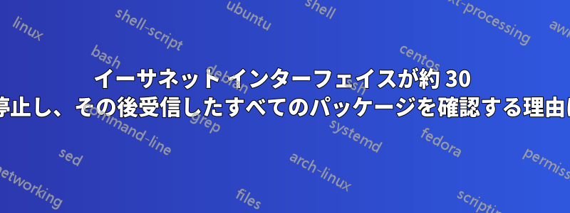 イーサネット インターフェイスが約 30 秒間応答を停止し、その後受信したすべてのパッケージを確認する理由は何ですか?