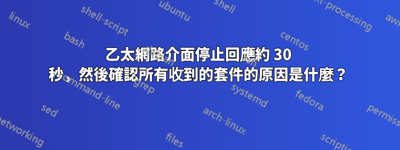 乙太網路介面停止回應約 30 秒，然後確認所有收到的套件的原因是什麼？