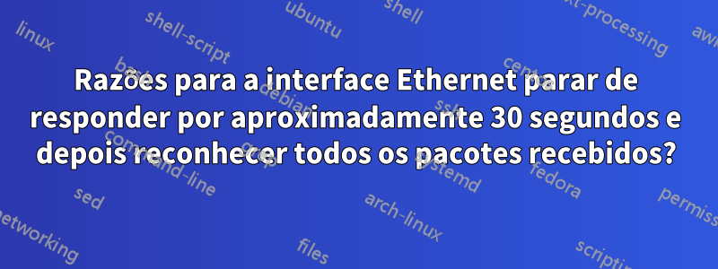 Razões para a interface Ethernet parar de responder por aproximadamente 30 segundos e depois reconhecer todos os pacotes recebidos?