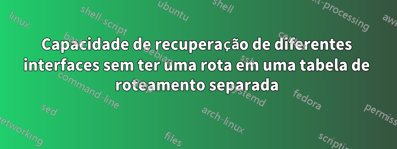 Capacidade de recuperação de diferentes interfaces sem ter uma rota em uma tabela de roteamento separada