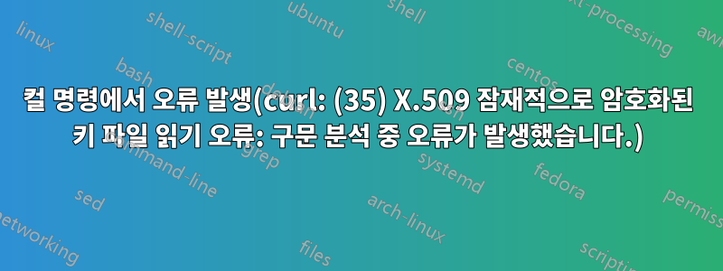 컬 명령에서 오류 발생(curl: (35) X.509 잠재적으로 암호화된 키 파일 읽기 오류: 구문 분석 중 오류가 발생했습니다.)