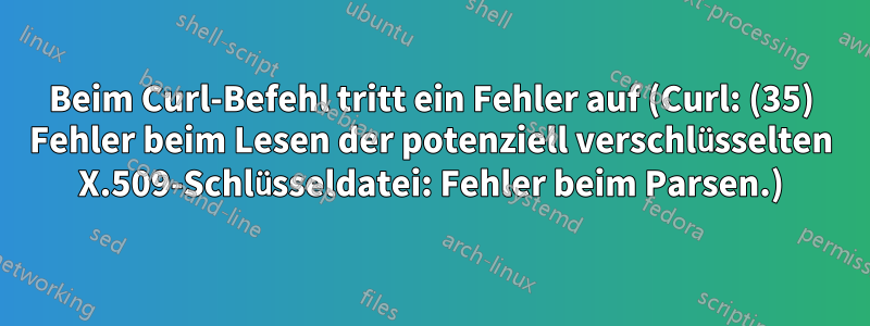 Beim Curl-Befehl tritt ein Fehler auf (Curl: (35) Fehler beim Lesen der potenziell verschlüsselten X.509-Schlüsseldatei: Fehler beim Parsen.)