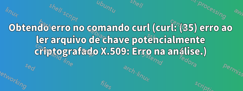 Obtendo erro no comando curl (curl: (35) erro ao ler arquivo de chave potencialmente criptografado X.509: Erro na análise.)