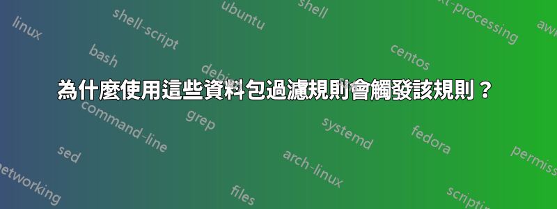 為什麼使用這些資料包過濾規則會觸發該規則？