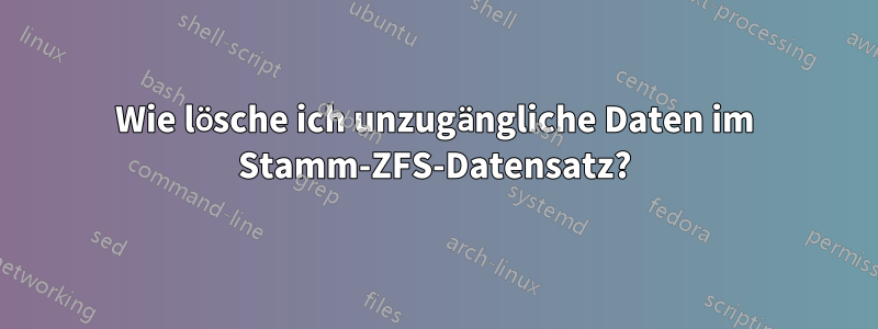 Wie lösche ich unzugängliche Daten im Stamm-ZFS-Datensatz?