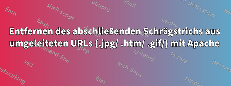 Entfernen des abschließenden Schrägstrichs aus umgeleiteten URLs (.jpg/ .htm/ .gif/) mit Apache