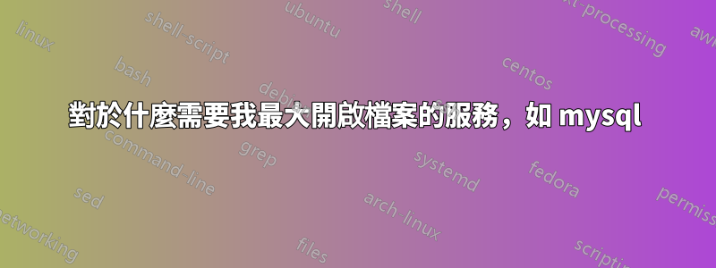 對於什麼需要我最大開啟檔案的服務，如 mysql