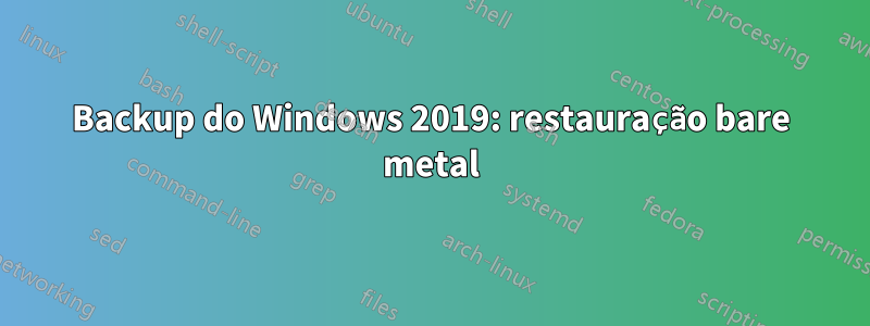 Backup do Windows 2019: restauração bare metal