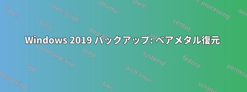 Windows 2019 バックアップ: ベアメタル復元