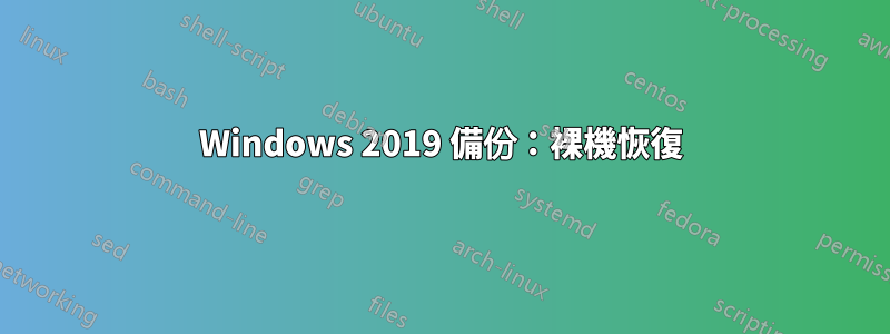 Windows 2019 備份：裸機恢復