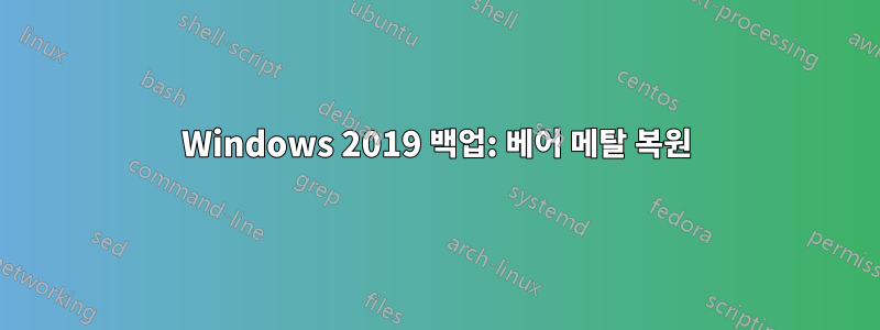 Windows 2019 백업: 베어 메탈 복원