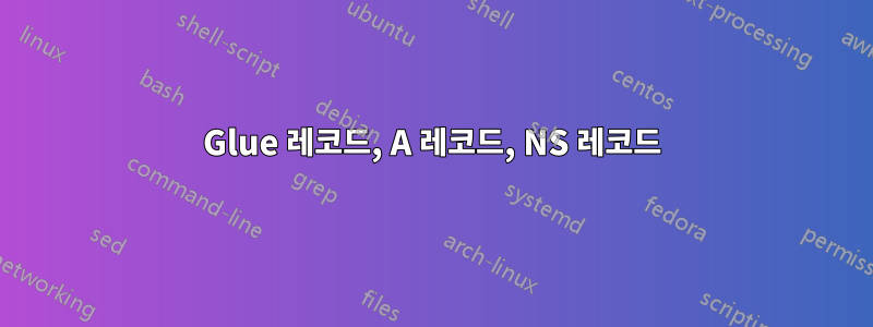 Glue 레코드, A 레코드, NS 레코드